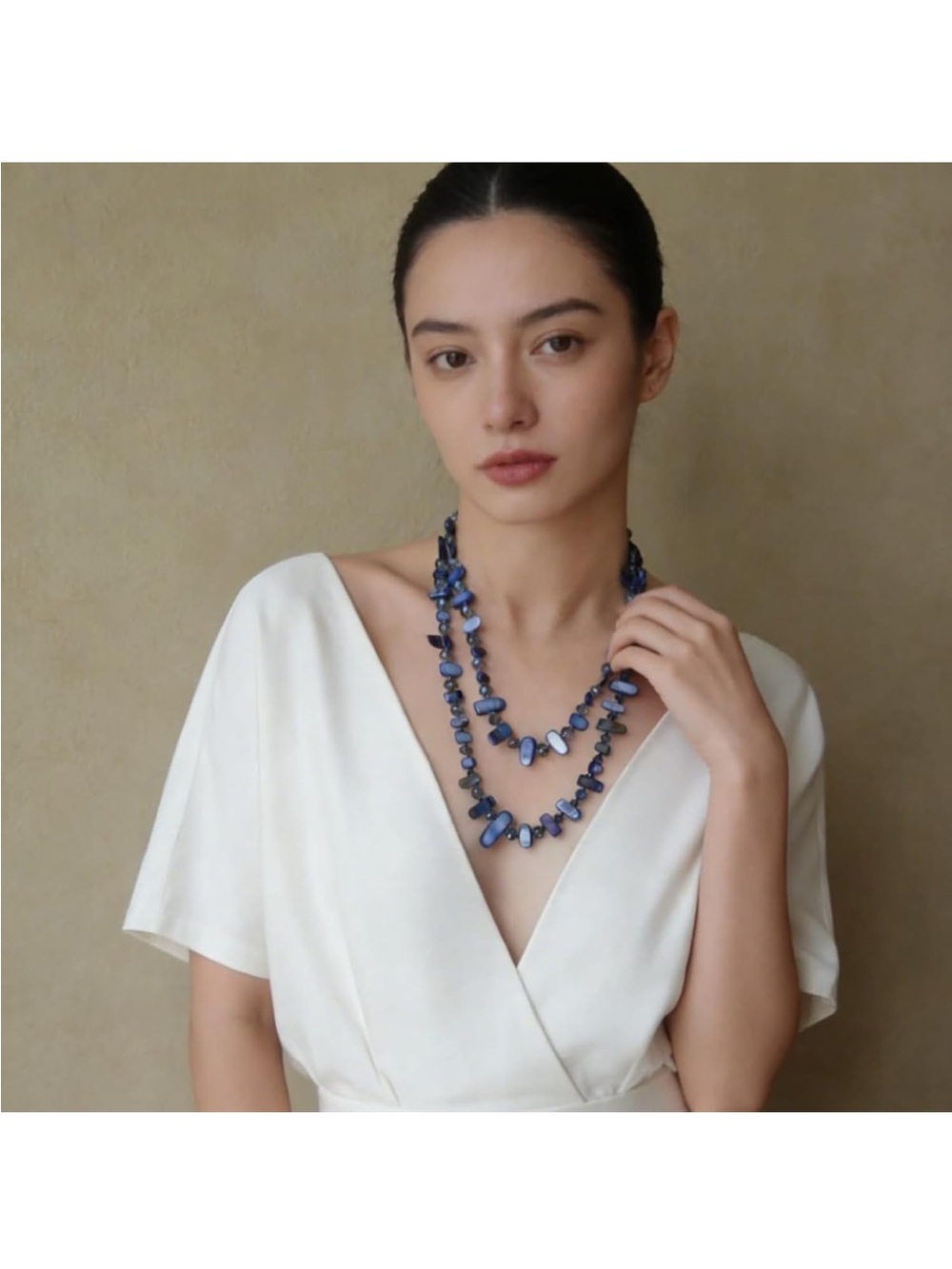 Handcrafted Blue Bead Statement Necklace - Women Jewelry